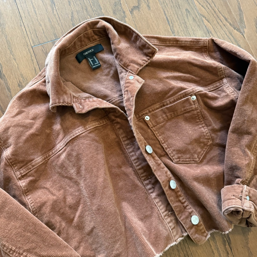 Forever 21 Cropped Brown Corduroy Jacket | XS